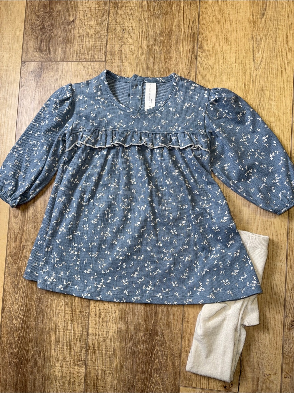 Blue Floral Ruffle-Trim Baby Girls' Dress